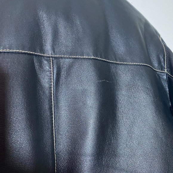 Vintage Black Leather Jacket w/ Tan Stripes 🖤🔥 - Picture 6 of 7